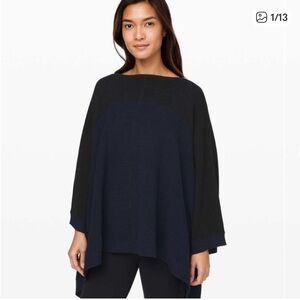 Lululemon Black Blue Color Block Two Tone Poncho Sweater